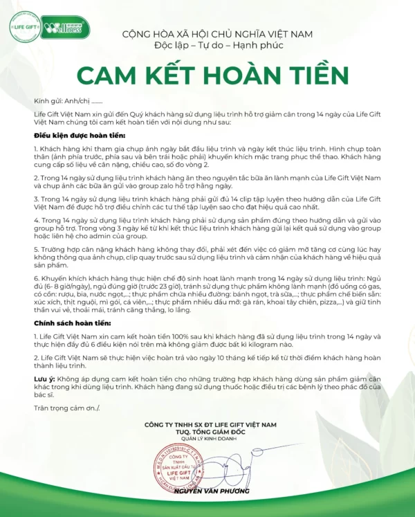 Cam Kết Hoàn Tiền Wellness By Life Gift Việt Nam - Dropbiz