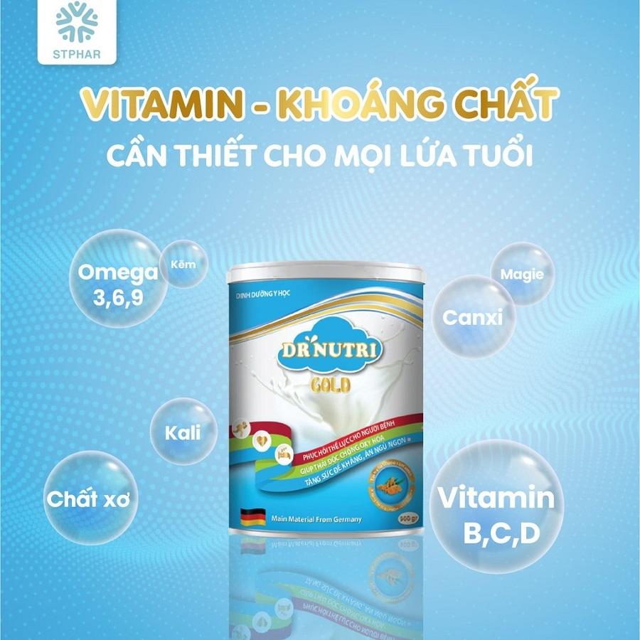 Sữa nghệ tăng cân Dr. Nutri Gold - Vitamin và khoáng chất cần thiết cho mọi lứa tuổi