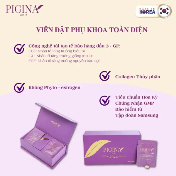 Viên đặt phụ khoa Pigina toàn diện (Set tối ưu 18 viên) chính hãng giá tốt - Dropbiz