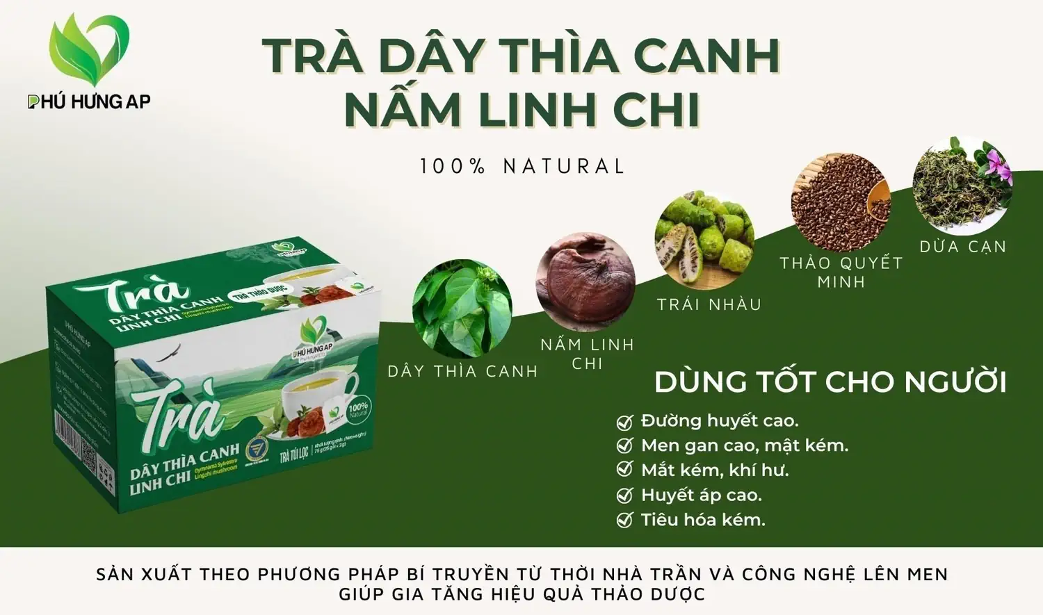 Thành phần và công dụng Trà Dây Thìa Canh Linh Chi AP Phú Hưng chính hãng giá tốt - Dropbiz