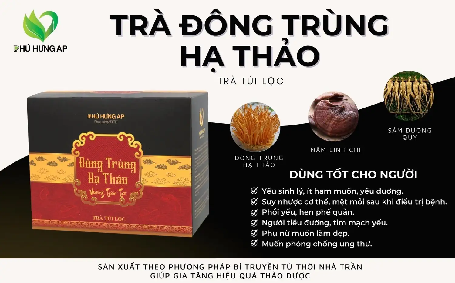 Thành phần và công dụng của Trà túi lọc Đông Trùng Hạ Thảo - Dropbiz