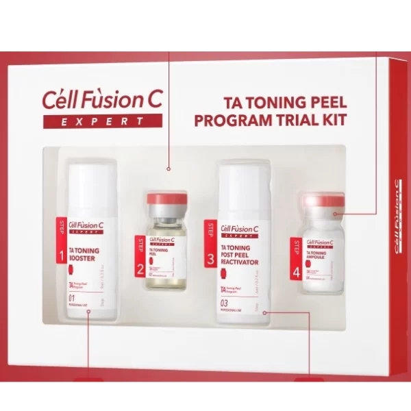 Cell Fusion C Expert – Giải pháp dưỡng trắng an toàn, cải thiện sắc tố da TA TONING PEEL KIT COMBO 6 13 PCS (6 KIT+ 1 Bộ dụng cụ + 6 set dưỡng)