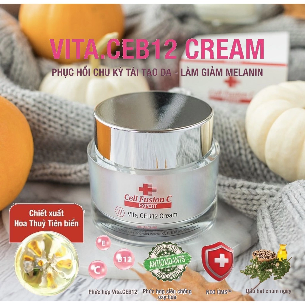 Cell Fusion C Expert – Kem dưỡng trắng & đều màu da White Cure Vita.CEB12 CREAM - Phục hồi chu kì tái tạo da và làm giảm Melanin