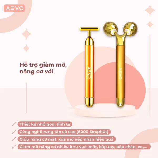 Bộ Thanh lăn massage da Aevo Energy Beauty hỗ trợ giảm mỡ, nâng cơ