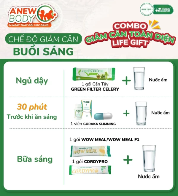 Chế độ Giảm Cân Buổi Sáng Với Combo Giảm Cân Toàn Diện Life Gift - Dropbiz