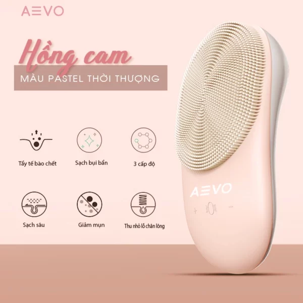 Máy rửa mặt AEVO Clean and Fresh Plus màu hồng cam Pastel thời thượng - Dropbiz