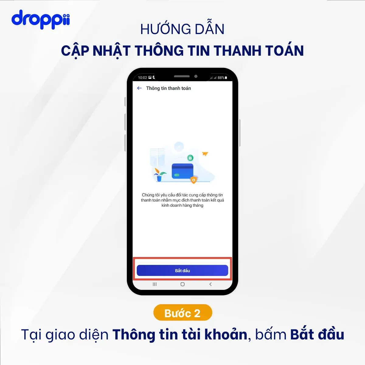 Hướng dẫn cập nhật thông tin tài khoản ngân hàng nhận chiết khấu Droppii - bước 2