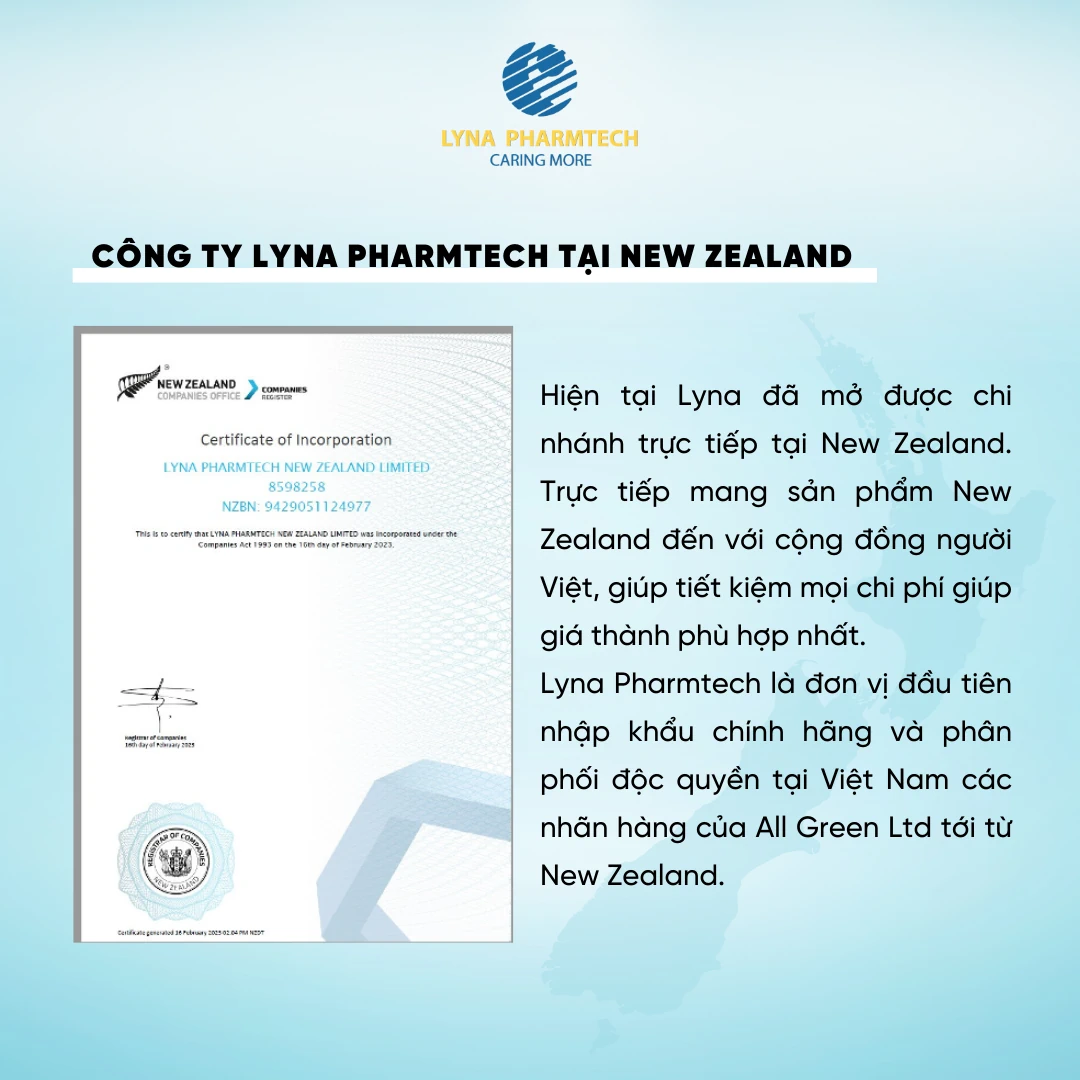 Công ty Lyna Pharmtech tại New Zealand