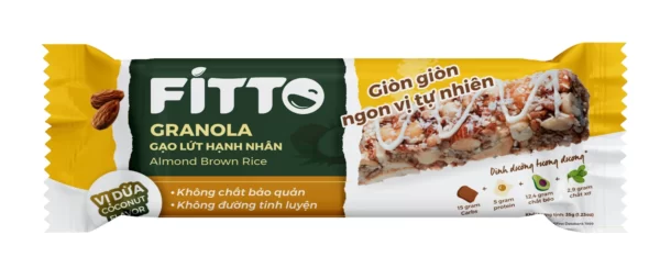 Thanh Gạo Lứt Hạnh Nhân Fitto Vị Dừa - Fitto Granola Almond Brown Rice Chocolate Coconut Flavor