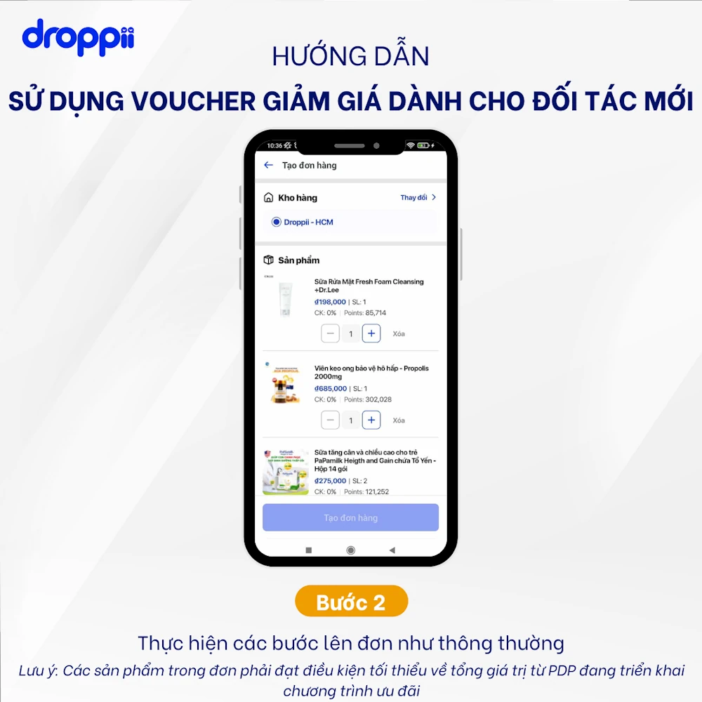 Hướng Dẫn Sử Dụng Voucher Giảm Giá đơn Hàng Trên App Droppii - Chỉ Dành Cho Ctv Hoặc đại Lý Droppii - Bước 2