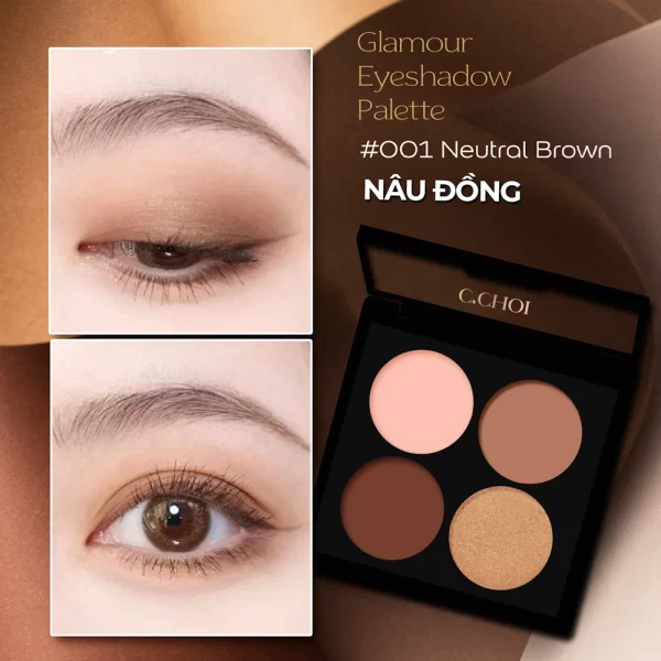 Phấn Mắt C’choi Tông Nâu đồng Màu #001 Neutral Brown - Glamour Eyeshadow Palette