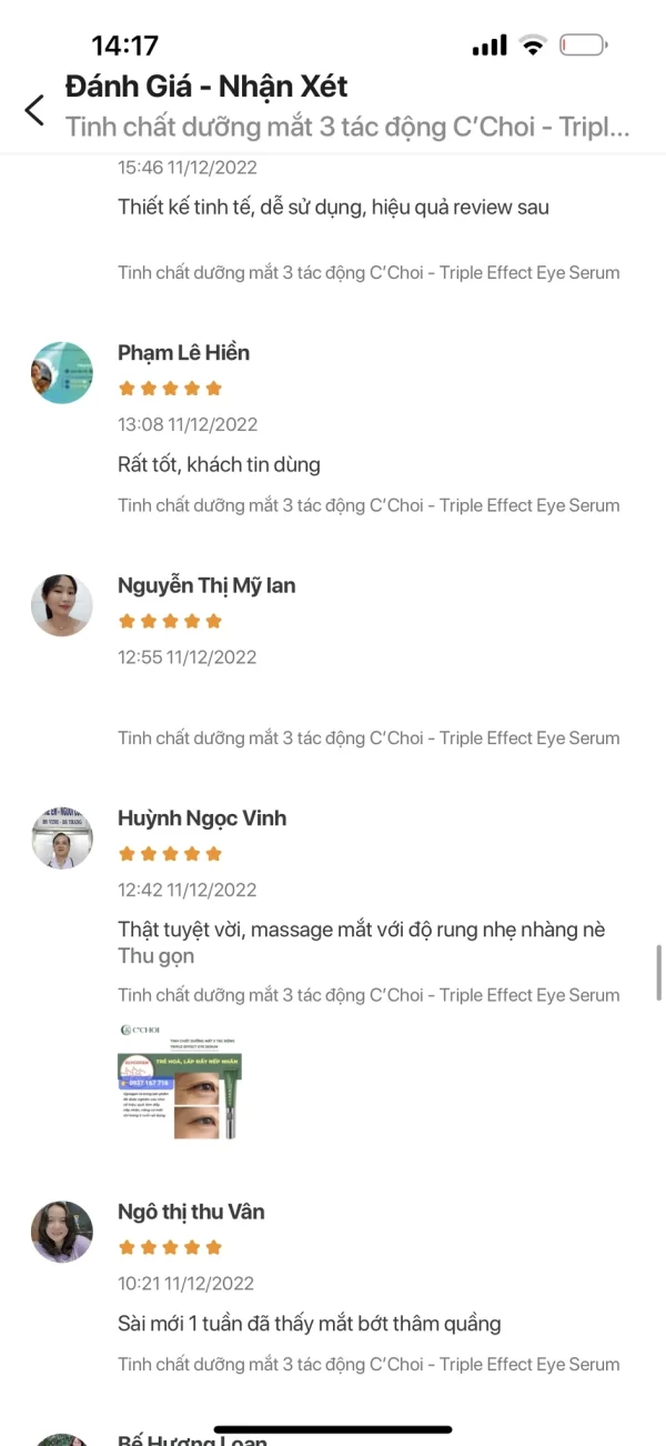 Review Nhận Xét Tinh Chất Dưỡng Mắt C’choi 3 Tác động - Triple Effect Eye Serum