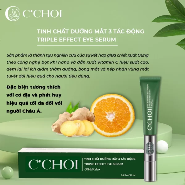 Tinh Chất Dưỡng Mắt 3 Tác động C’choi - Triple Effect Eye Serum - Chiết Xuất Gừng Và Dẫn Xuất Vitamin C Hiệu Suất Cao - Punar - Dropbiz