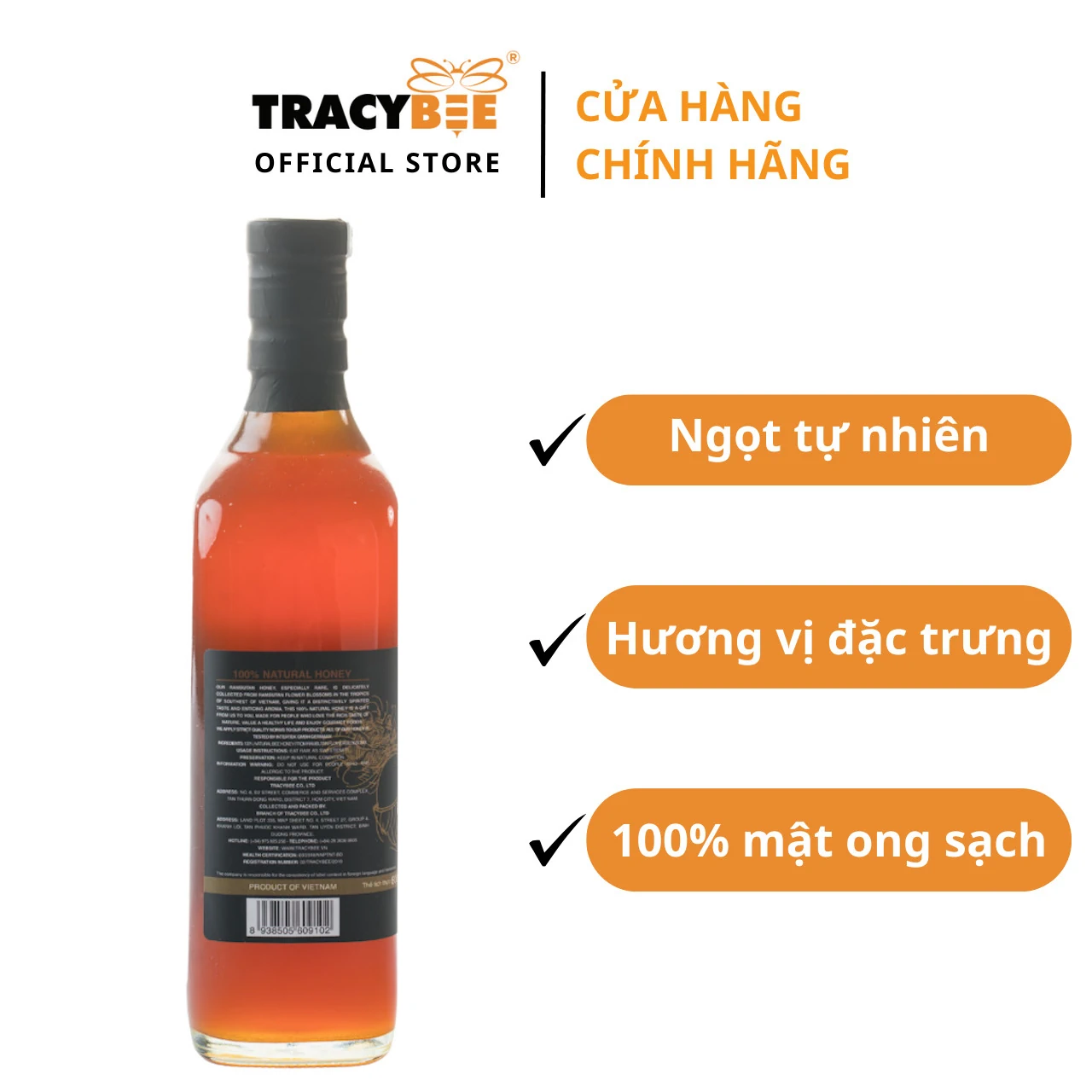 Mật Ong Hoa Chôm Chôm 600ml Nguyên Chất 100% Tracybee - Dropbiz