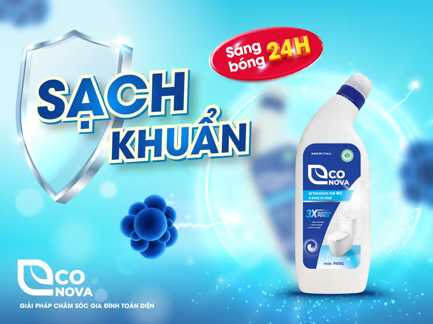 Nước Tẩy Rửa Econova - Sạch Khuẩn Sáng Bóng Suốt 24h