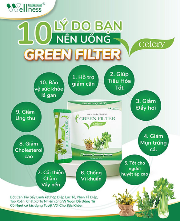 10 lý do bạn nên dùng Thực Phẩm Bổ Sung Bột Cần Tây Sấy Lạnh Diệp Lục Green Filter Celery - Dropbiz