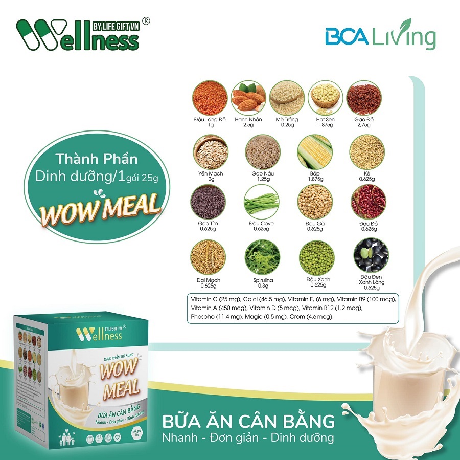 Thành phần Thực phẩm bổ sung dinh dưỡng WOW MEAL - Bữa ăn cân bằng cho gia đình - Dropbiz