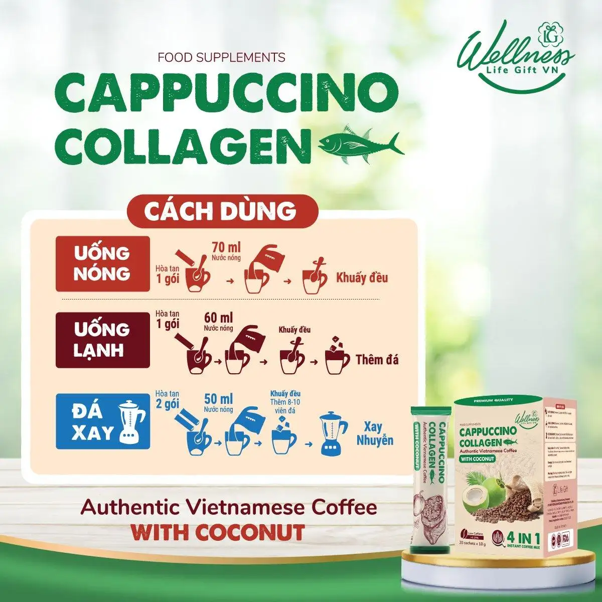 Cách Dùng Cà Phê Sức Khỏe Cappuccino Collagen