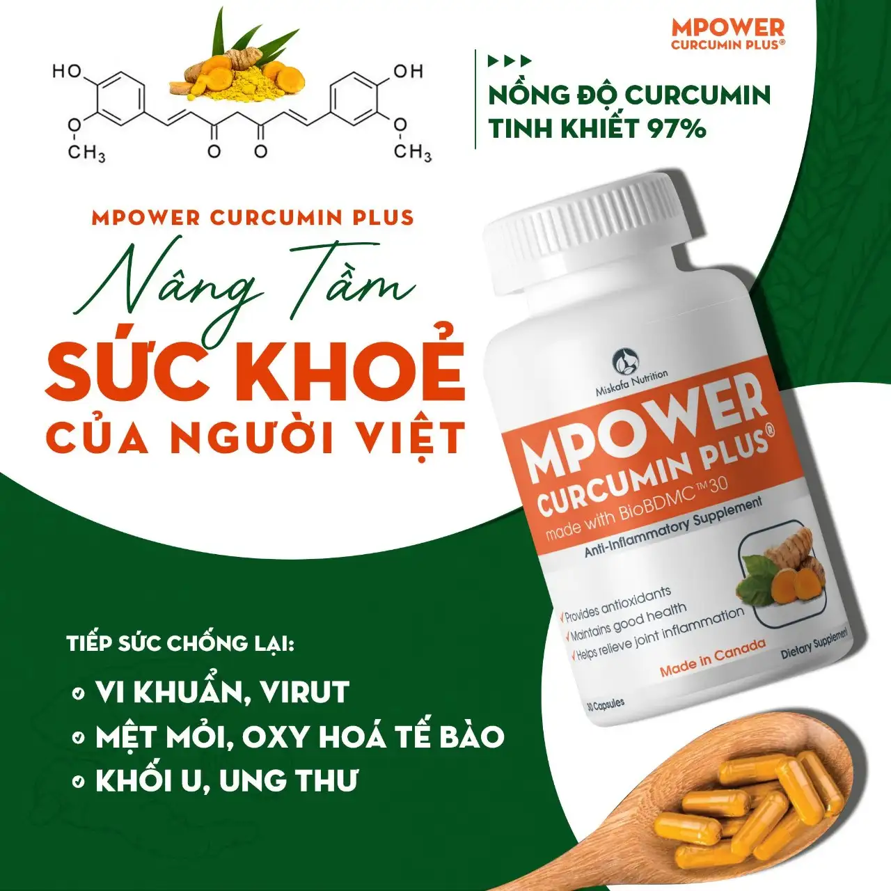 Mpower Có Nồng độ Curcumin Tinh Khiết đạt 97%