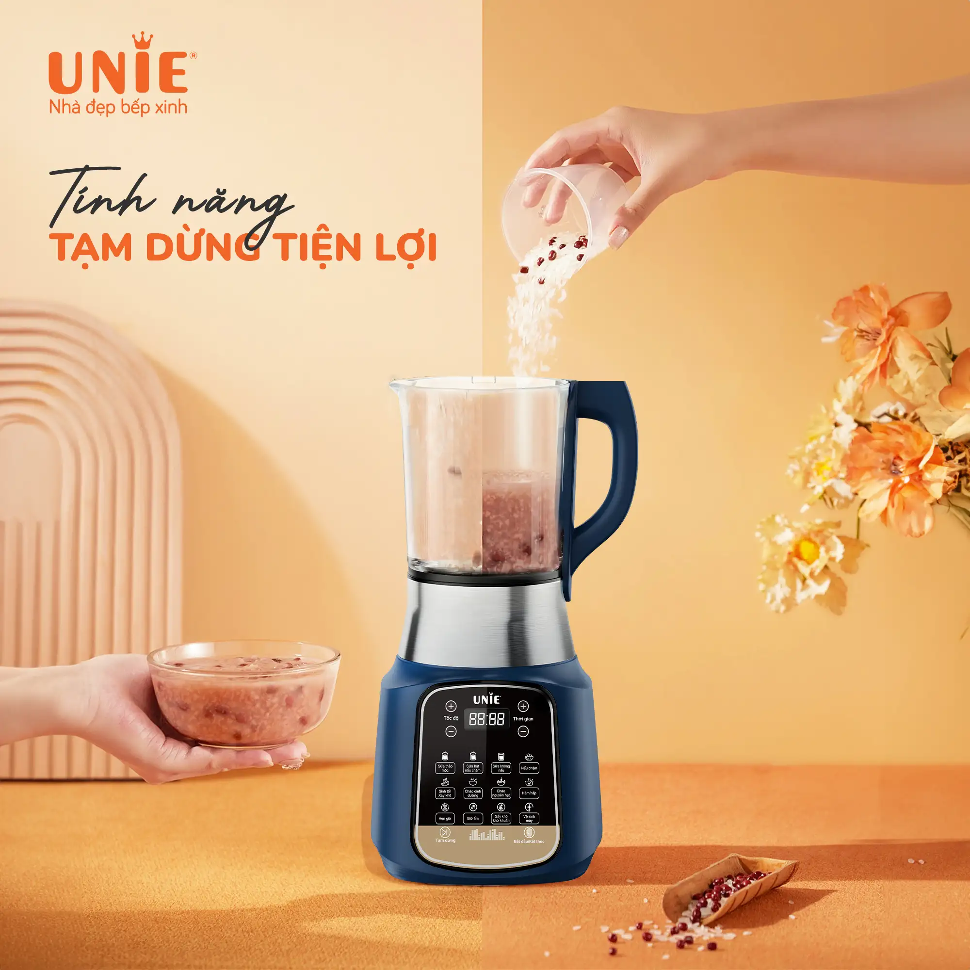 Tính Năng Tạm Dừng Tiện Lợi - Máy Làm Sữa Hạt Unie Vx