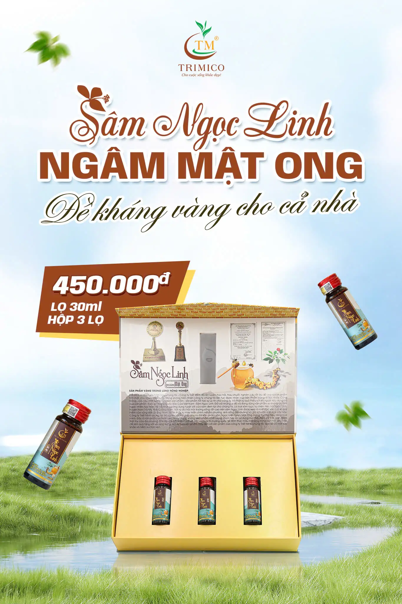 Hộp 3 Lọ Sâm Ngọc Linh Ngâm Mật Ong TRIMICO 90ml