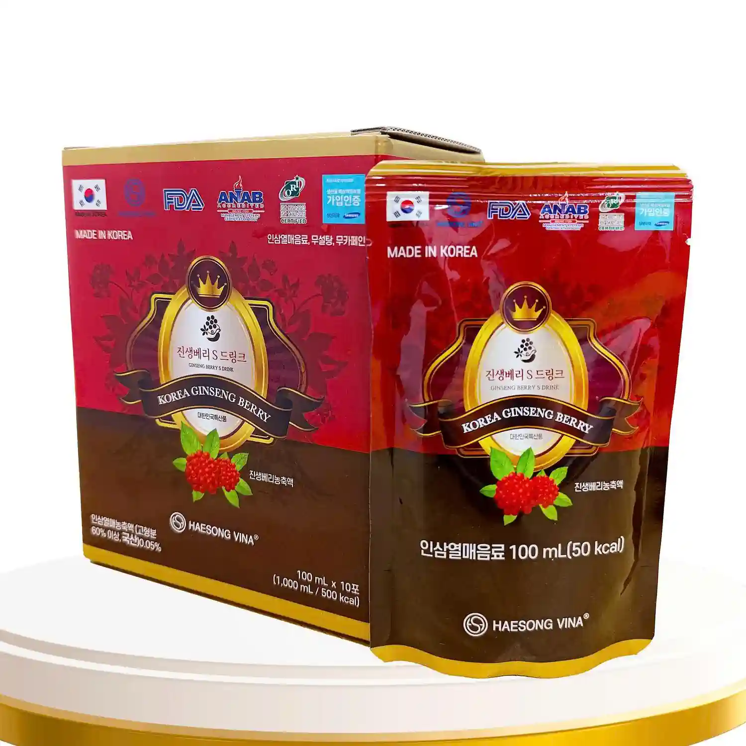 (10 Gói X 100ml) Nước Uống Quả Nhân Sâm Ginseng Berry S Drink (kèm Túi)