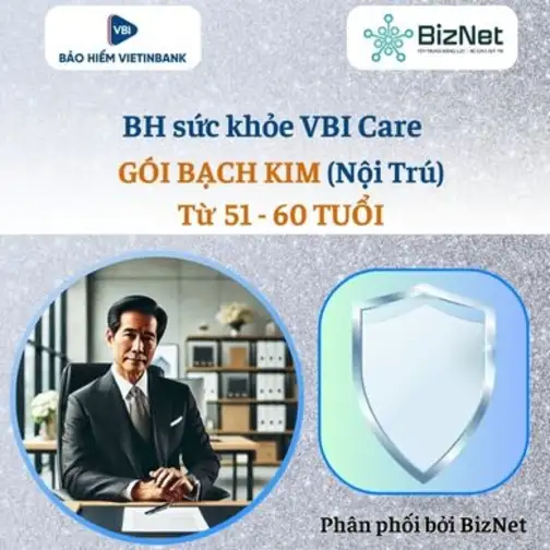 BH Sức Khoẻ VBI Care BẠCH KIM 51 60 Tuổi (nội Trú)