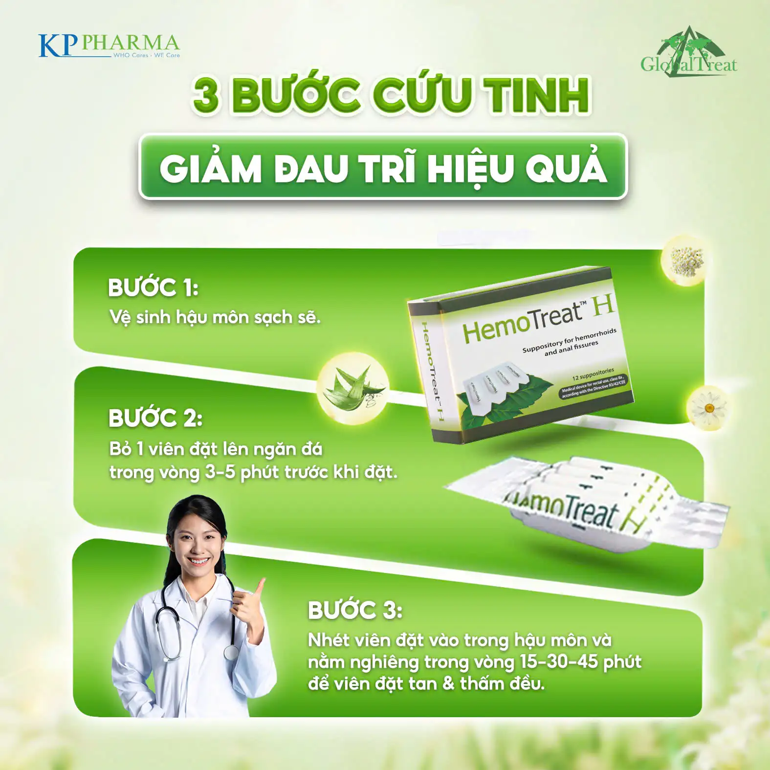 Hướng Dẫn Sử Dụng Viên đặt Hỗ Trợ Trĩ Hemotreat H Suppositories