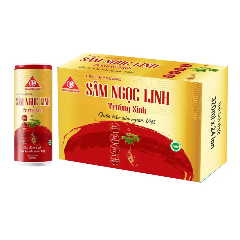 Sâm Ngọc Linh Trường Sinh đỏ 320ml (lốc 6 Lon)