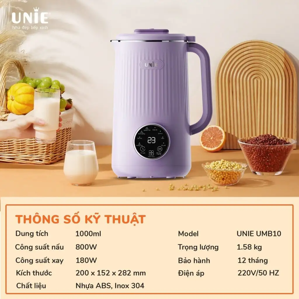 máy làm sữa hạt unie UEUMB10 thông số kỹ thuật